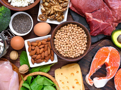High protein meals: fish, meat, eggs, nuts, and cheese