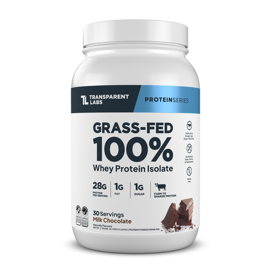 Transparent Labs Grass-Fed Whey Protein Isolate, Milk Chocolate, 2LB container