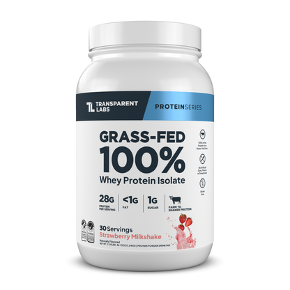 Transparent Labs Grass-Fed Whey Protein Isolate, Strawberry Milkshake, 2LB container