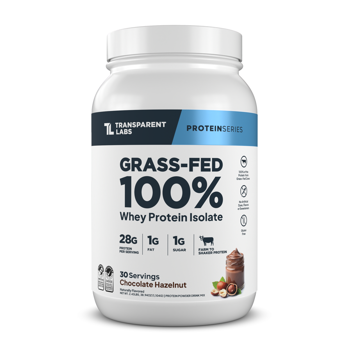 Grass-Fed Whey Protein Isolate - 2LB / Chocolate Hazelnut