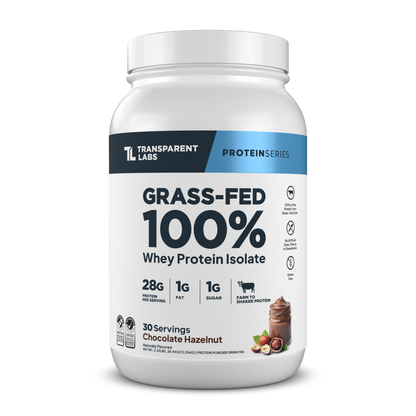 Transparent Labs Grass-Fed Whey Protein Isolate, Chocolate Hazelnut, 2LB container