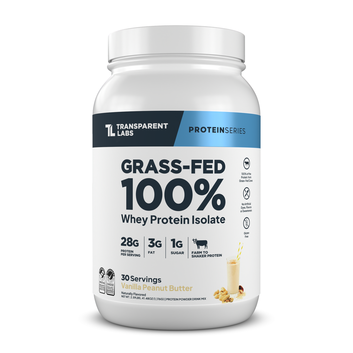 Grass-Fed Whey Protein Isolate - 2LB / Vanilla Peanut Butter