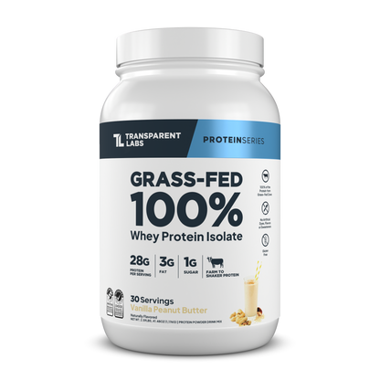 Transparent Labs Grass-Fed Whey Protein Isolate, Vanilla Peanut Butter, 2LB container