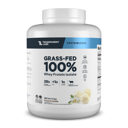 Transparent Labs Grass-Fed Whey Protein Isolate, French Vanilla, 4LB container