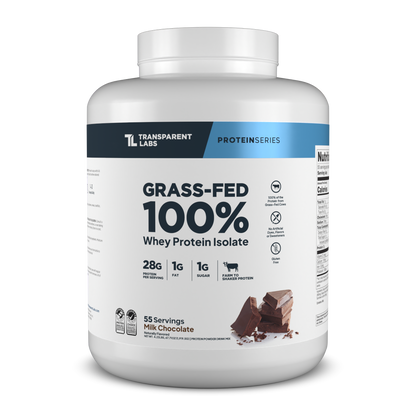 Transparent Labs Grass-Fed Whey Protein Isolate, Milk Chocolate, 4LB container