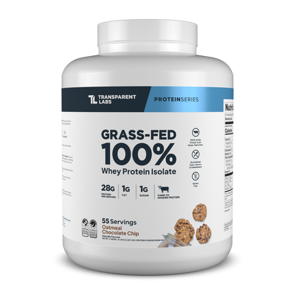 Transparent Labs Grass-Fed Whey Protein Isolate, Oatmeal Chocolate Chip Cookie, 4LB container