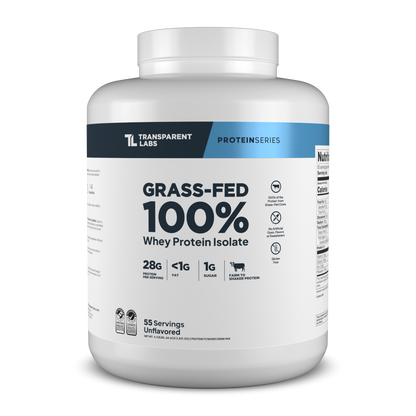 Transparent Labs Grass-Fed Whey Protein Isolate, Unflavored, 4LB container