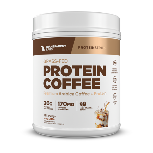 Transparent Labs Grass-Fed Protein Coffee, Iced Latte, 15 Servings