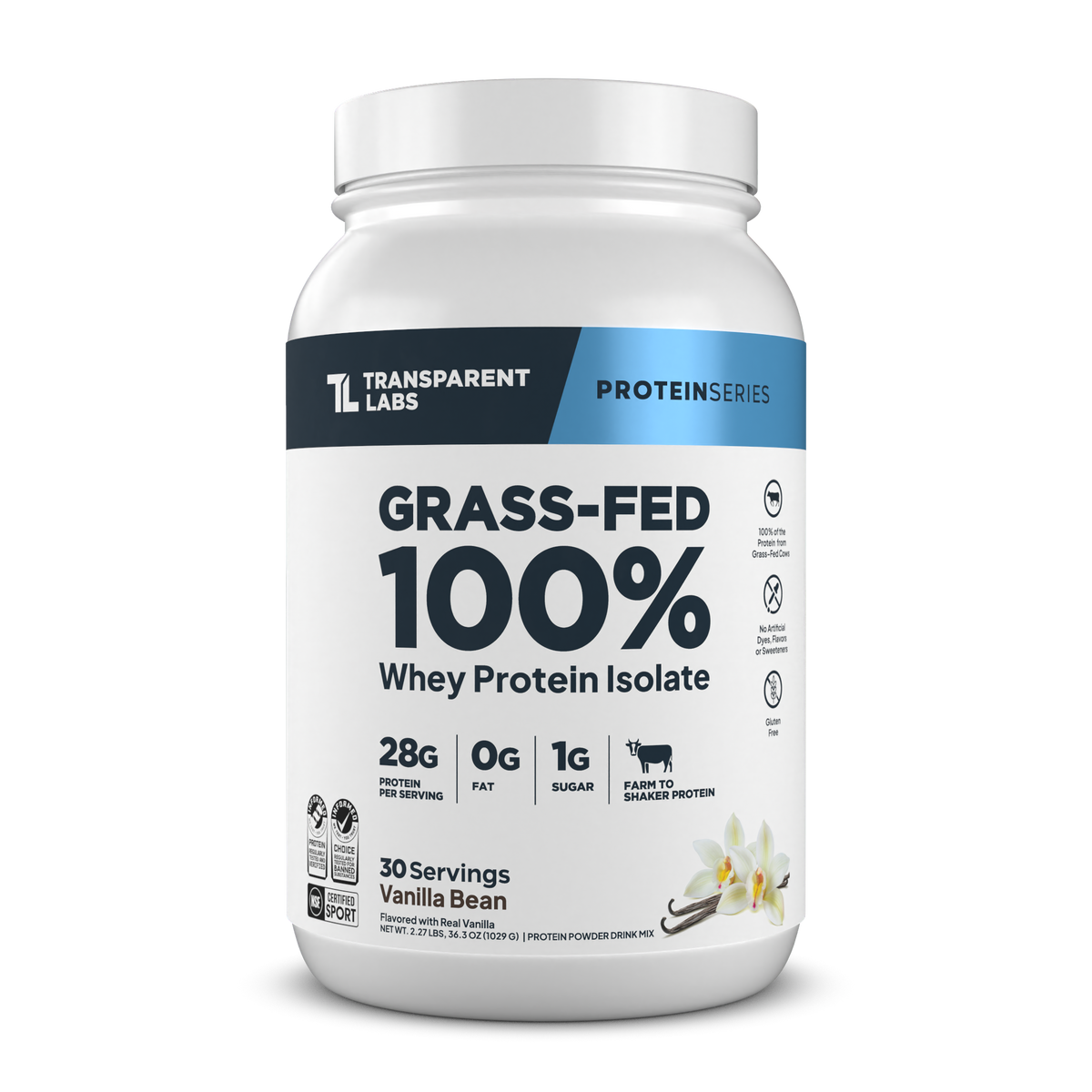 Grass-Fed Whey Protein Isolate - 2LB / Vanilla Bean
