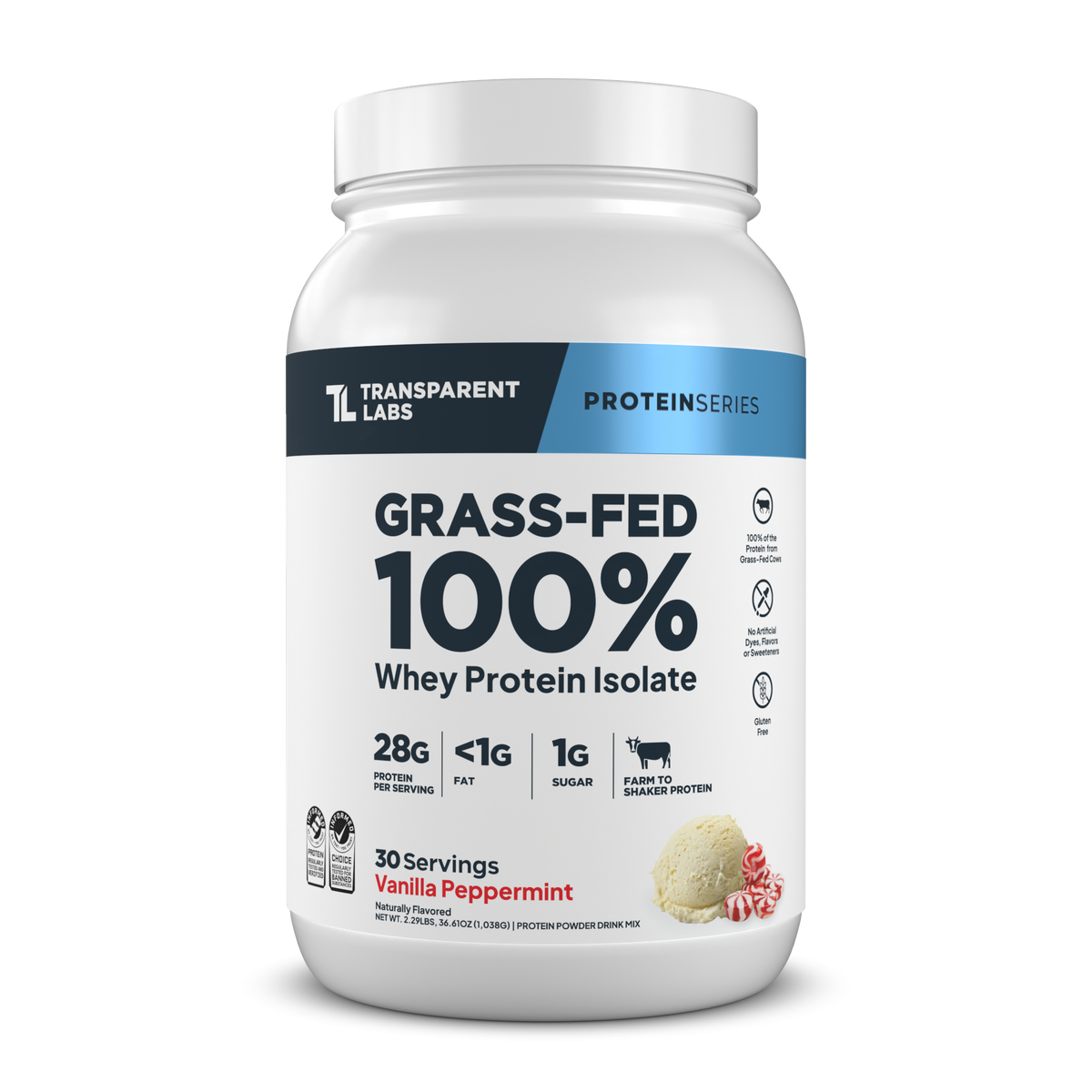 Grass-Fed Whey Protein Isolate - 2LB / Vanilla Peppermint