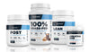 Four Transparent Labs products, Post, Whey Protein Isolate, Lean, and Creatine HMB next to each other in a stack